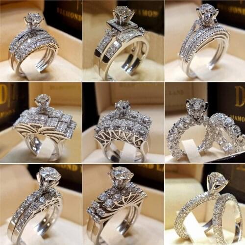 Luxury womens ring full of sparkle ice out micro-paved claw set crystal zircon dazzling bridal ring wedding engagement ring CC