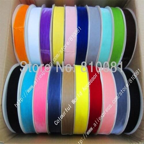 1-1/2" 38mm 100% nylon single faced Solid Color Velvet Ribbon for gift hair ribbons bows Garment Accessory V38