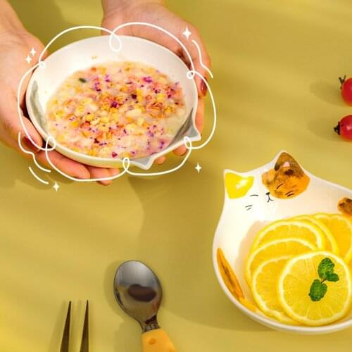 3PCS/Set Cute Cat Face Salad Bowls Household Childrens Bowl Tableware Ceramic Animal Shape Dessert Dried Fruit Small Plates