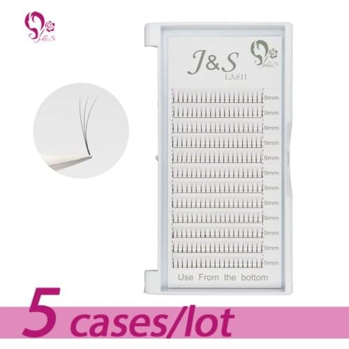 Jeyelash Pre made fans 3D volume eyelash extensions, heat bonded lashes ,5 trays/lot J & S faux mink eyelashes