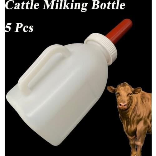 5PCS Ranch Pasture Quality Calf Milking Nursing Bottle Feeding Feeder Plastic 1L Durable Nipple For Cow Cattle Veterinary Tools