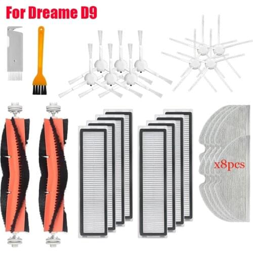 For Dreame D9 Robotic Vacuum Cleaner Accessories Side Brush Detachable Main Brush HEPA Filter Mop Cloth Replacement Spare Parts