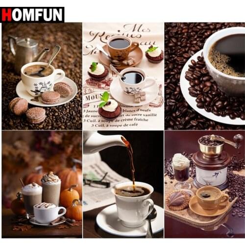 HOMFUN 5D Diy Diamond Painting Cross Stitch "Coffee cup" Home Decor Full Rhinestones Inlay Diamond Embroidery