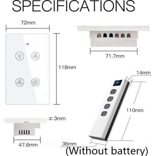 WiFi+RF433 2/3 Way Smart Ceiling Fan Light Switch Smart Life/Tuya APP Control Smart Home Work With Alexa Google Home