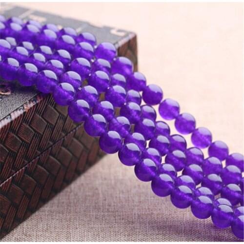 Grade A Natural Purple Jade Beads 6mm 8mm 10mm 12mm Smooth Polished Round 15 Inch Strand YZ35