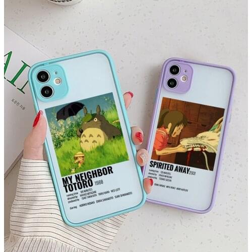 Fashion Movie TV Show Phone Case For iPhone 12 11 Pro MAX XR XS 7 SE20 X 8 6Plus Spirited Away Totoro Anime Hard Clear Cover Bag