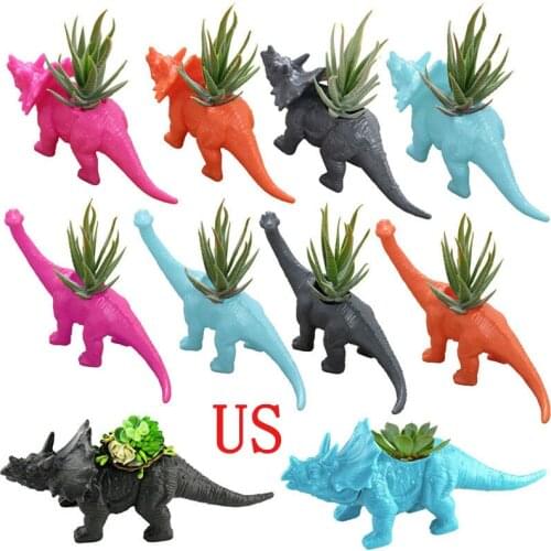 US STOCK Flower Bonsai Pot Container Planter Office Decoration Plastic Dinosaur Animal Flower Pot for Cactus Succulent Plant Pot