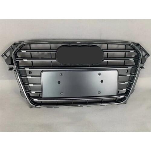 For S4 Style Front Sport Hex Mesh Honeycomb Hood Grill Chrome Grey for Audi A4/S4 B8.5 2013-2016