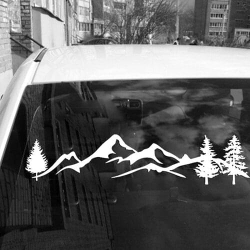 For SUV RV Camper Offroad 1pc 100cm Black/White Tree Mountain Car Decor PET Reflective Forest Car Sticker Decal