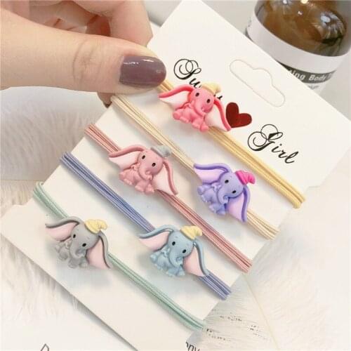 Jolly S 5pcs/set Flying Elephant High Elastic Hair Bands Scrunchy Hair Ties No Crease for girls teens woman hair accessories