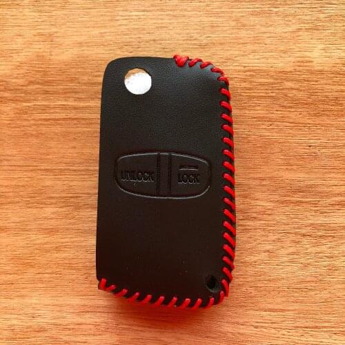 Flip Remote Leather Key Cover Case for Mitsubishi Pajero ASX GRANDIS Outlander LANCER-EX 2 Button fob Protector