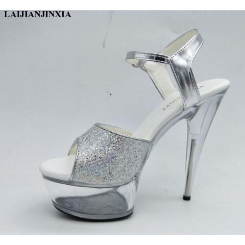 LAIJIANJINXIA New Clear High Heels Open Toe Transparent Women Sandals Ankle Straps Women Shoes Bridal Shoes Wedding Sandals