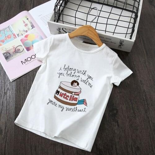 Harajuku 2020 Summer Nutella Girls Tshirt Peanut Butter Print Boys T Shirts Vogue Kids T Shirt Funny Short Sleeve Tshirts Girl