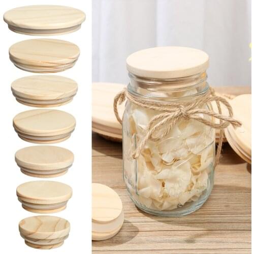 Reusable Mason Jar Lid Wide Mouth Cover Wood Lids Various Sizes Wooden Kitchen Organization Bottle Sealing Caps Canning Storage