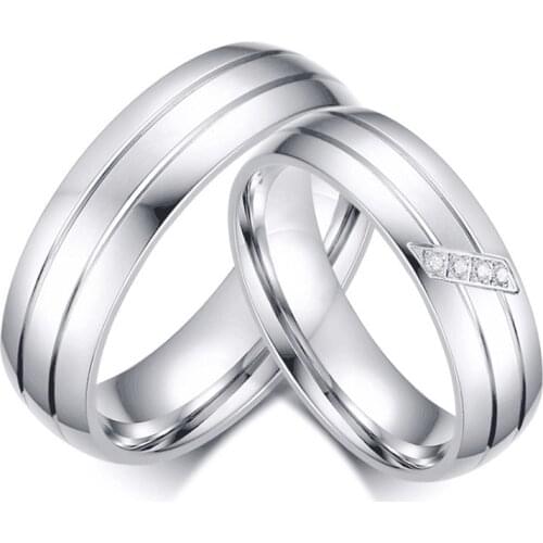 BAECYT 2021 Simple Couple Titanium Steel Wedding Zirconia Rings Women Mens Jewelry Anniversary Marriage Best Fashion Gift
