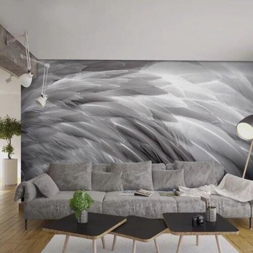 Bacaz 3d Wallpaper Murals Vintage Feather Wall Stickers Wall Decor Art for Cafe Restaurant Hotel Building 8D Wall paper Mural