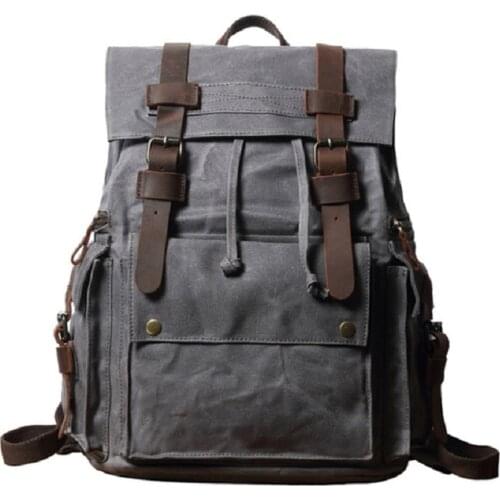 M289 New Large Capacity Canvas Leather Backpacks Vintage String Daypacks Retro Waterproof Traveling Rucksacks Teenagers Mochila