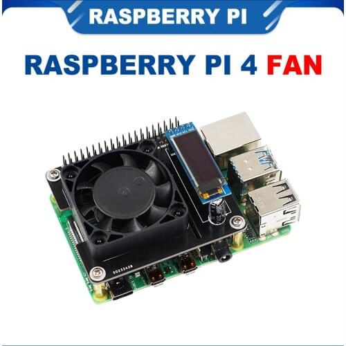 ITINIT R48 Raspberry Pi 4 Model B Cooling Fan Intelligent Speed Control Expansion Board RGB Cooling HAT with OLED Display
