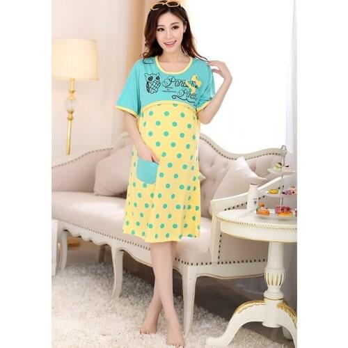 Breastfeeding maternity pajamas casual maternity sleepwear for pregnant women nursing nightwear short sleeve nightgown drop ship