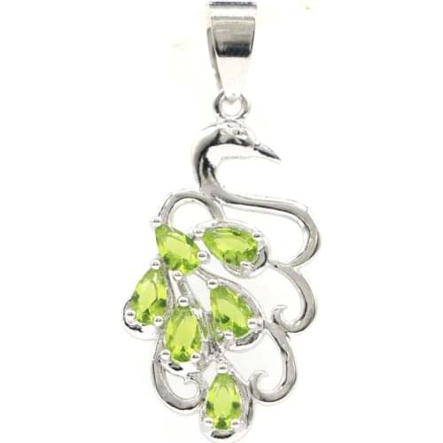 38x16mm Lovely Cute 2.5g Created Green Peridot Pink Tourmaline Paris Blue Topaz Silver Pendant Wholesale Drop Shipping