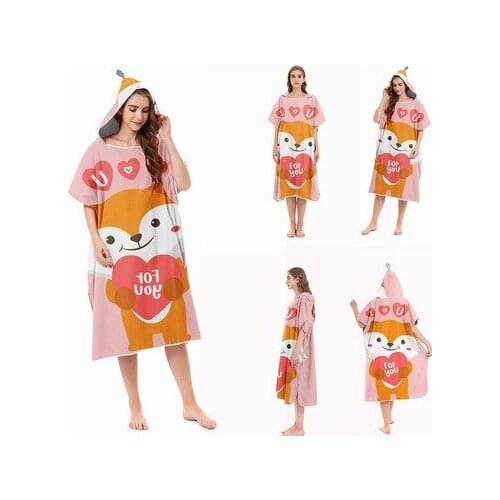 Fashion Animal Print Wearable Beach Poncho Towel Quick Drying Soft Asorbing Water Chaning Robe Bath Towels With Cloak Bathrobe
