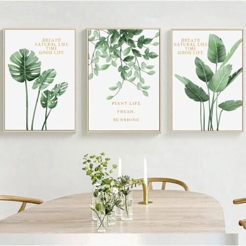 Poster Canvas Painting Wall Art Nordic Small Fresh Plant Leaf Freshness Beauty Decorative Pictures for Living Room Decoration