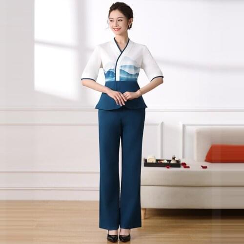 Spring And Summer New Work Clothes Womens Hotel Waiters Uniform Uniforme Massagista