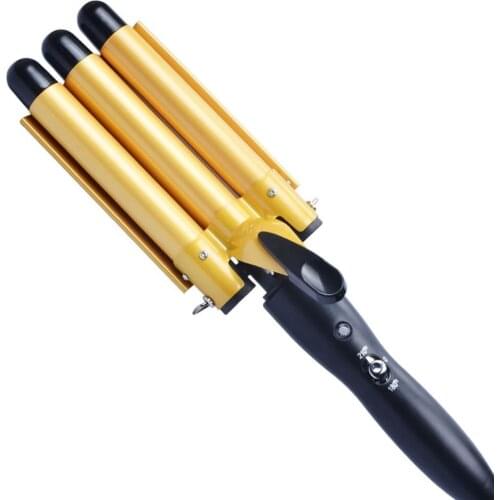 Professional Hair Curling Iron Ceramic Triple Barrel Hair Curler Irons Hair Wave Waver Styling Tools Hair Styler Wand Yellow
