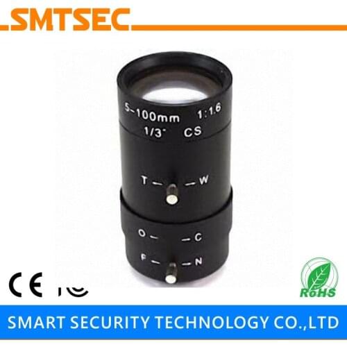 SL-5100M 5-100mm F1.6 1/3" CS Mount Varifocal Manual Iris Lens 68-1.8 Degrees CCTV Survelliance IP Camera Lens