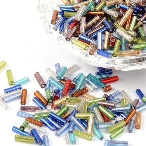 Pandahall Glass Bugle Beads accessories for jewelry making, Mixed Color, 6x1.8mm,Hole: 0.6mm;10000pcs/pound