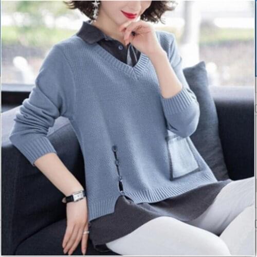 Sweater Pullover v-neck solid autumn winter Sweater Pullover Women Female Knitted sweater slim long sleeve badycon sweater cheap
