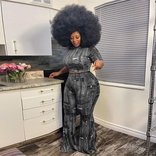 XL-4XL Plus Size Print Two Piece Tracksuit Womens Set Short Sleeve Bandage Crop Top Bell Bottom Flare Pant Summer Club Outfits