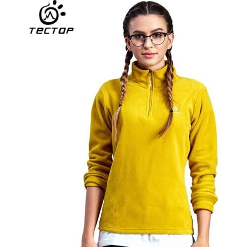 TECTOP Fleece Jacket Women Spring Autumn Outdoor Sport Camping Windproof Thermal Half Zip Hiking Jacket Female Plus Size S-3XL