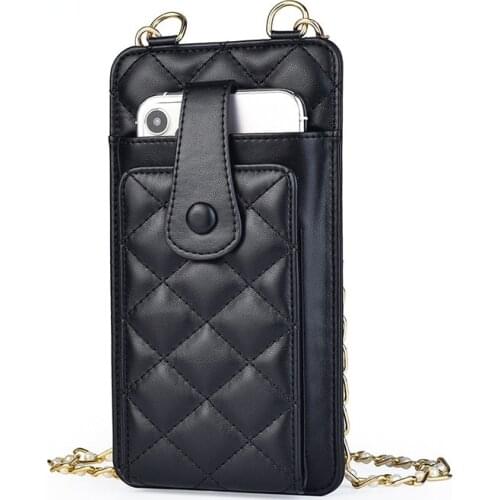 Womens Wallet Shoulder Mini Leather Bags Straps Mobile Phone Big Card Holders Wallet Handbag Money Pockets Girls Phone Bags