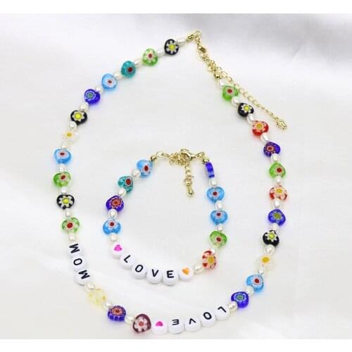 3 Set Colorful Jewelry Chain Mix shape Bead Jewelry Beaded neclace and bracelets for women MIx color jewelry Set 9948