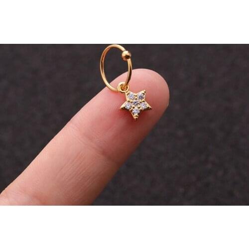 1 PCS Trendy Small Micro Pave CZ Star Charm Ear Hoop Cuff Earring Women Men Classic 8mm Closed Circle Piercing Ear Jewelry
