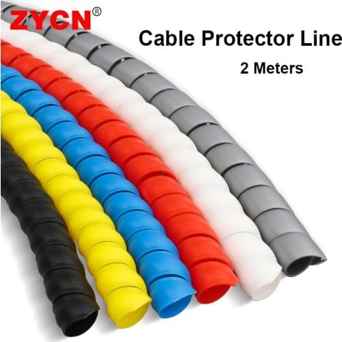 2Meters Spiral Cable Protector Line Organizer Tube Motorcycle Wire Protection Sleeve Flame Retardant Anti-Bite Cover Color