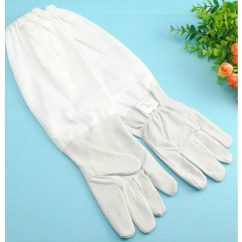 2 PAIRS/LOT Beekeeping Gloves Leather AND Canvas Sleeve OUTDOOR ANIMAL PRODUCTS Garden Tools