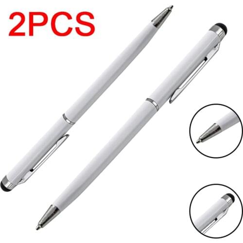 2pcs 2 in 1 Stainless Steel Capacitive Touch Screen Stylus Ball Point Pen for iphone Samsung Xiaomi Huawei Lenovo Tablet Phone