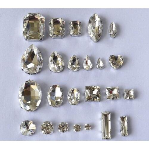 200-1000pcs New Various shapes glass Sew On Rhinestones Fancy Crystals Stones For Clothes Crafts bags/clothes/shoes accessories