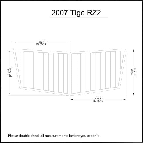 2015 Tige RZ2 Swim Platform Pad Pad Boat EVA Teak Decking 1/4" 6mm