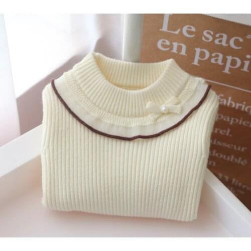 2021 Children Clothing Tops For Girls Cute Bow Female Autumn Winter Knitted Pullover Striped Sweater 6M 12M 2 3 4 5 6 Years Old