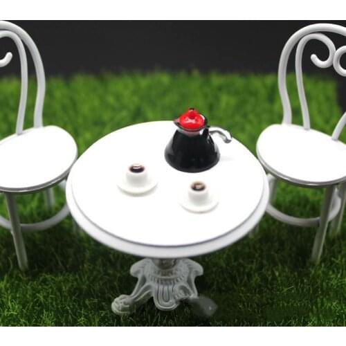 3 pcs/set Coffee Pot Cup and Saucer Dollhouse Miniature Kitchen Pretend Play Toys coffee pot with coffee cup mini decor