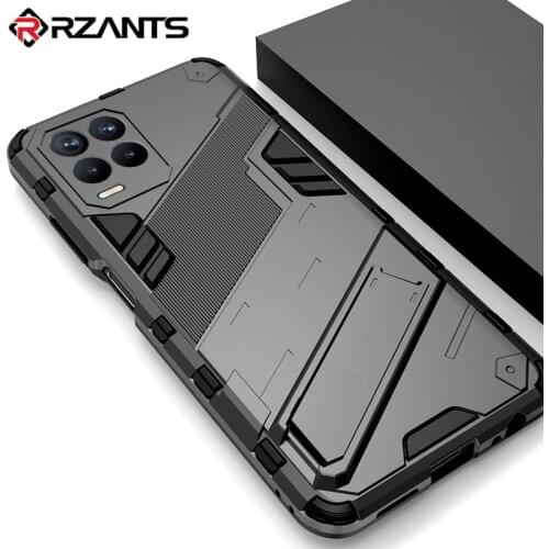 Rzants For OPPO Realme 8 Realme 8 Pro Stand Case Hard Back Built in Stand Shockproof Bracket Camera Protection Cover Small Hole