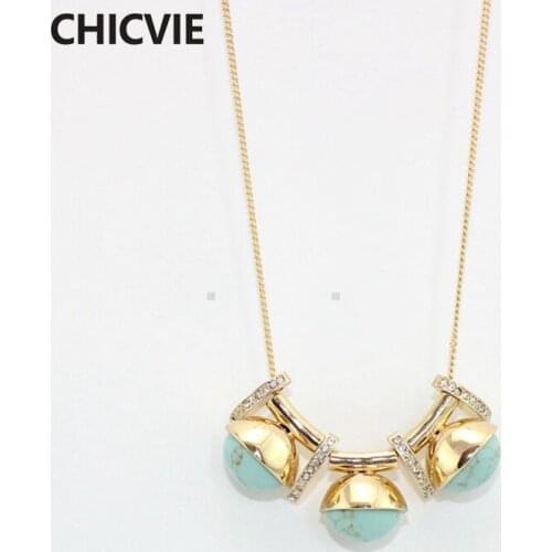 CHICVIE Wedding Gold Chain Necklace Wholesale Handmade Necklaces & Pendants Jewelry for Women SNE160139
