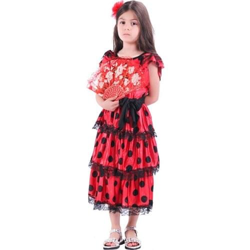 Children Summer Clothes Girl Spanish National Red Dress Baby Girls Clothes Dress