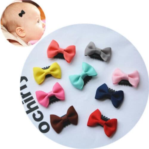 10Pcs Candy Color Baby Mini Small Bow Hair Clips Safety Hair Pins Barrettes for Children Girls Kids Hair Accessories