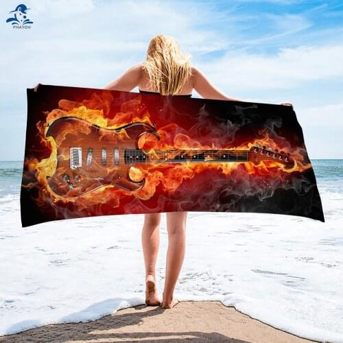 PHAYON Fire Guitar Kids Beach Towel Plush Ultra Soft Super Absorbent Bathroom Bath Towels Microfiber Large Camping Travel Mat
