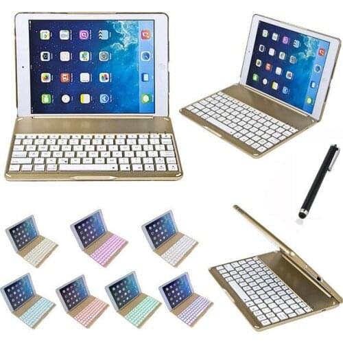 For Apple iPad 10.5 Tablet Luxury Aluminium Folio Bluetooth Keyboard Protective Case Stand Cover With Colorful Backlit Light