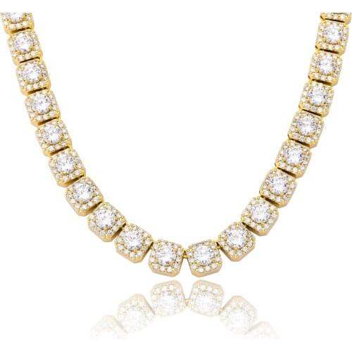 JINAO 10MM Iced Out Necklace Fashion Jewelry Quality Prong Set Big Size Solitaire Tennis Chain Mens Bling CZ Charm Hip Hop